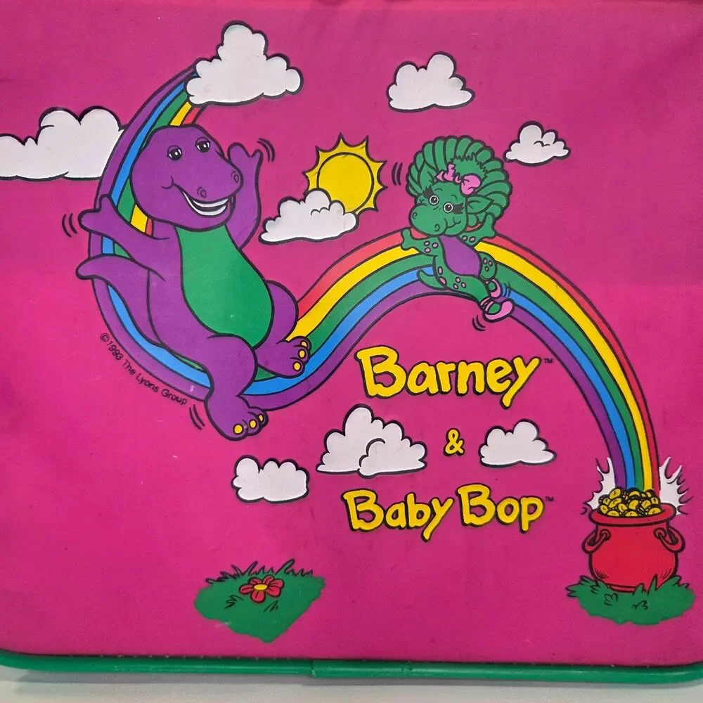 Vintage Barney And Baby Bop Travel Bag 1993 Suitcase Luggage